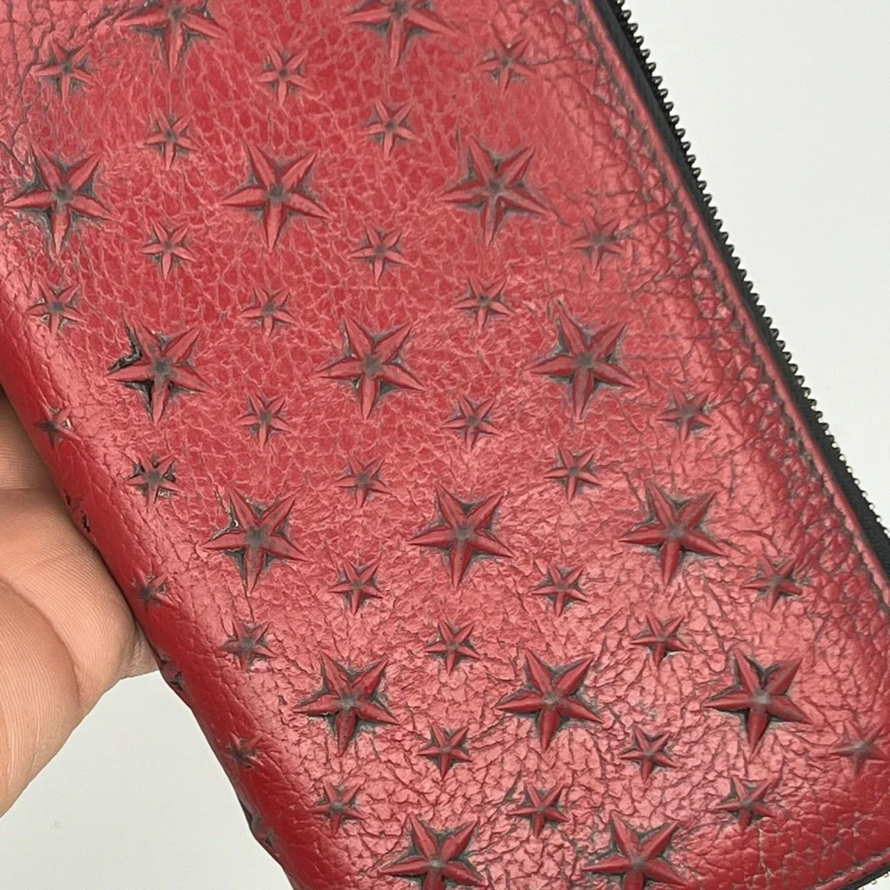 ♥️Jimmy Choo Carnaby Star Embossed‎ Red Long Wallet | PRELOVED!!♥️